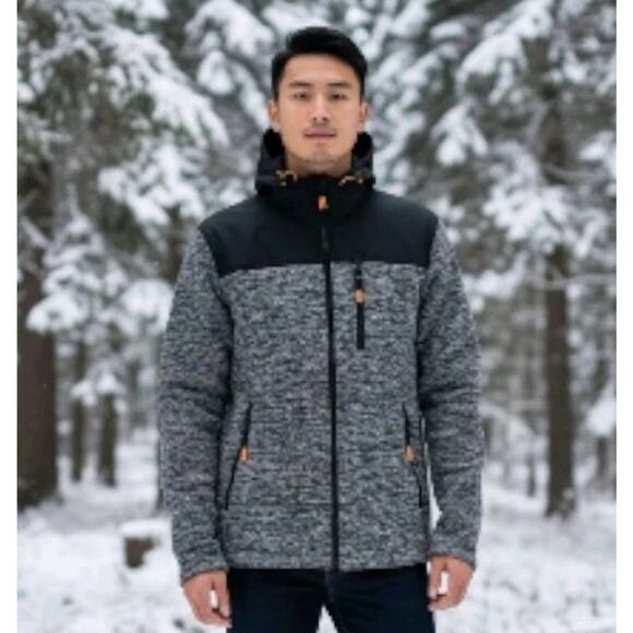 Superdry Mountain Sport Team Fuji Hooded Jacket Mens XL Gray Black Zip Pockets - Picture 1 of 16